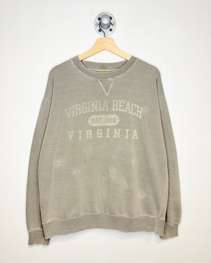 Vintage Virgina Beach Faded Earth Tone Crewneck Sweatshirt