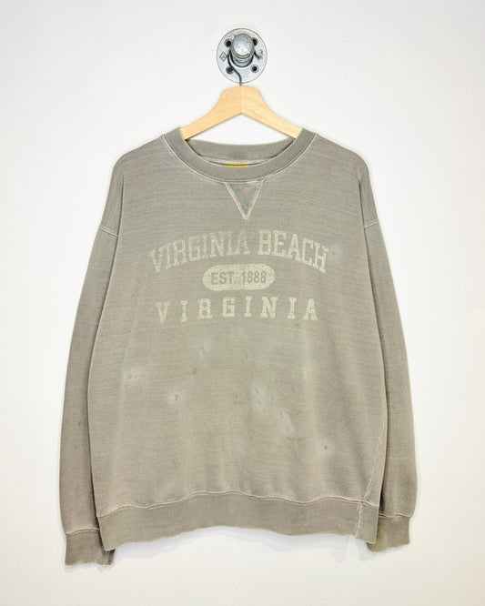 Vintage Virgina Beach Faded Earth Tone Crewneck Sweatshirt