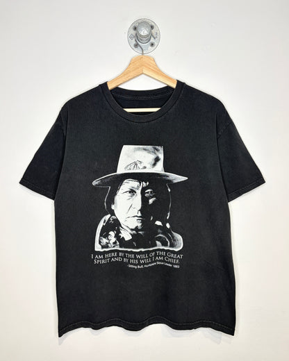 Vintage Sitting Bull Hunkpapa Sioux Leader Black Tee Shirt