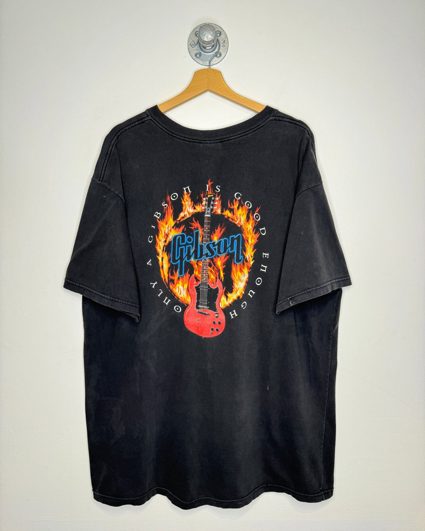 Vintage 90s Gibson Nashville Thrashed Black Tee Shirt