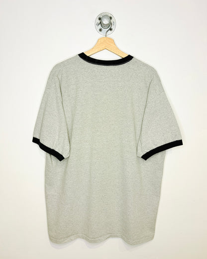 Vintage Early 2000s Little Utz Girl Navy And Grey Ringer Tee Shirt