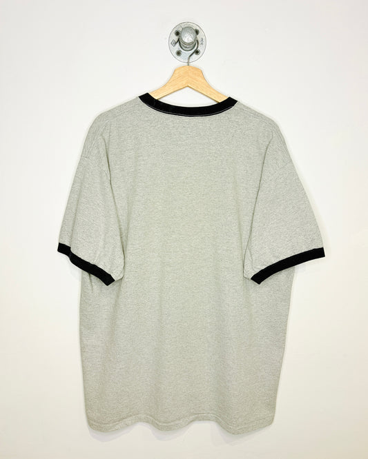 Vintage Early 2000s Little Utz Girl Navy And Grey Ringer Tee Shirt