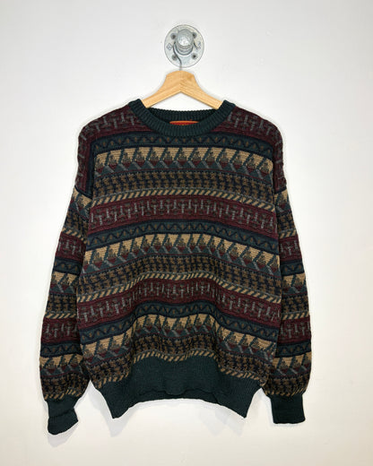 Vintage 90s Hastings Pure Merino Wool Patterned Black Sweater