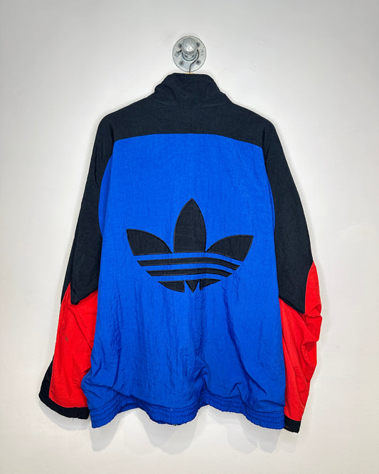 Vintage 90s Adidas Black, Blue, And Red Colour Block Zip Up Jacket
