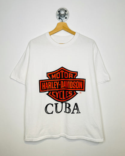 2000s Harley Davidson Cuba White Tee Shirt