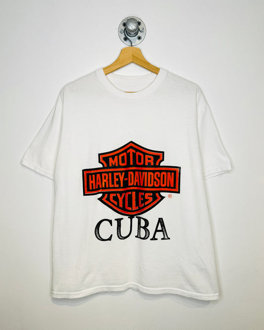 2000s Harley Davidson Cuba White Tee Shirt