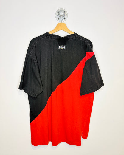 Vintage 90s Calgary Stampeders TwoTone Black & Red Tee Shirt