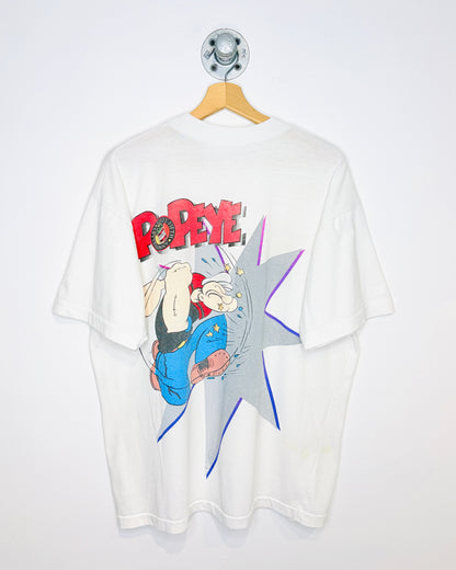 Vintage 90s Popeye 65th Anniversary White Tee Shirt