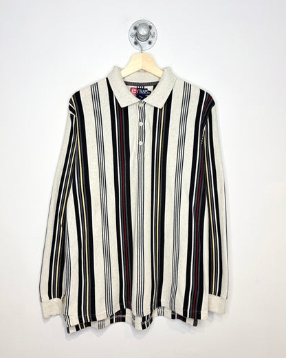 Vintage Chaps Ralph Lauren Striped Oatmeal Longsleeve Polo Shirt