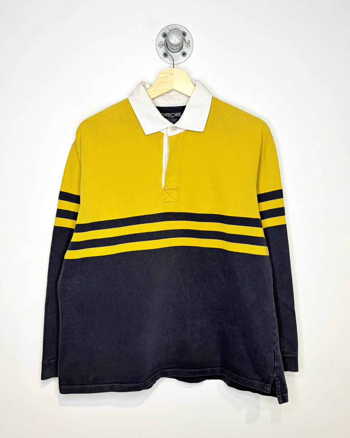 2000s Cherokee Faded Navy & Yellow Longsleeve Rugby Shirt
