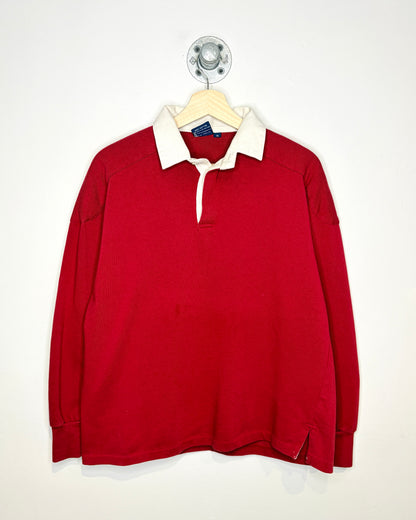 Vintage Boxy Classic Casuals Red Longsleeve Rugby Shirt
