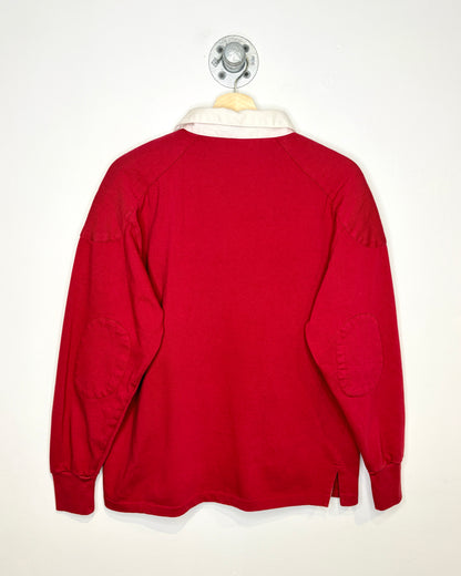 Vintage Boxy Classic Casuals Red Longsleeve Rugby Shirt