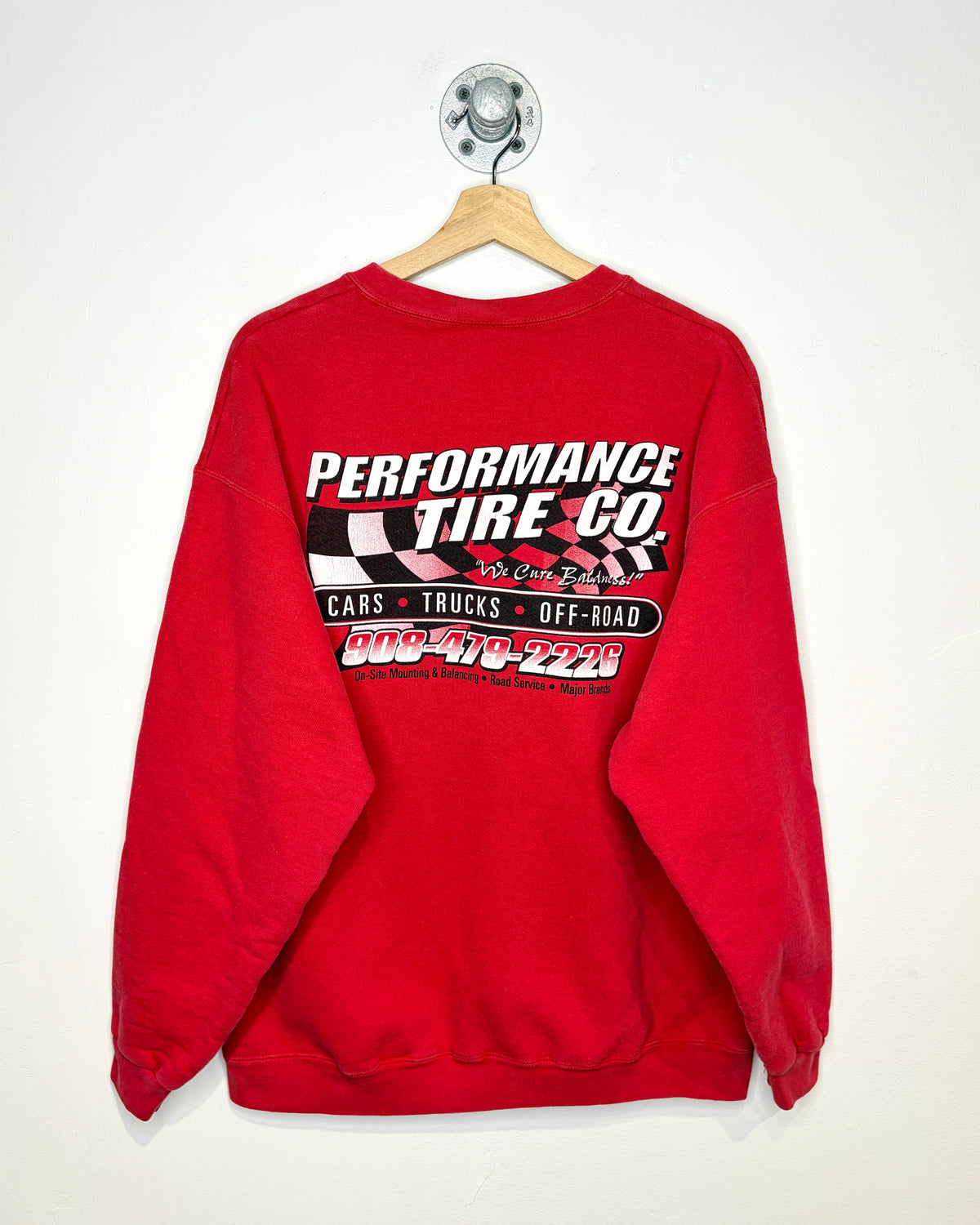Vintage 90s Performance Tire Co Heavyweight Red Crewneck Sweatshirt