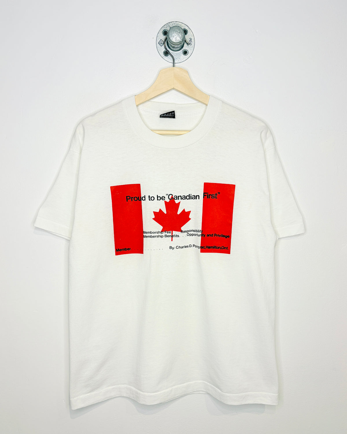 Vintage 90s Proud To Be Canadian White Tee Shirt