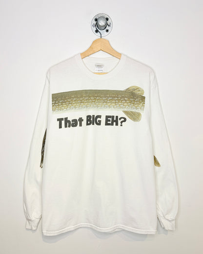 2000s “That Big Eh?” White Fishing Longsleeve Shirt