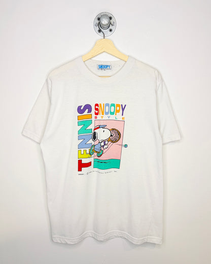 Vintage 90s Snoopy Tennis White Tee Shirt