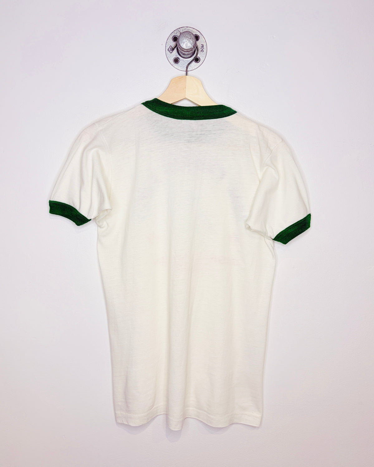 Vintage 1975 Jeux Canada Games Saskatchewan White & Green Ringer Tee Shirt