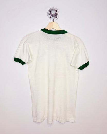 Vintage 1975 Jeux Canada Games Saskatchewan White & Green Ringer Tee Shirt