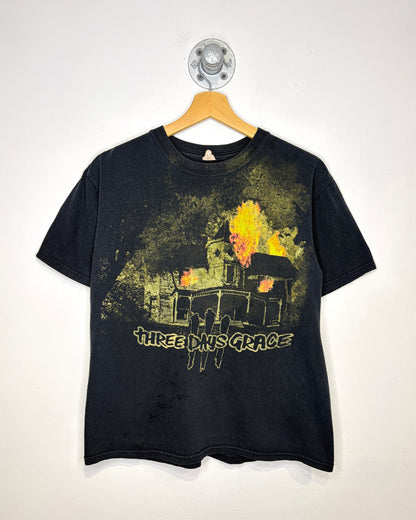 2008 Three Days Grace Home Tour Faded Black Band Tee Shirt